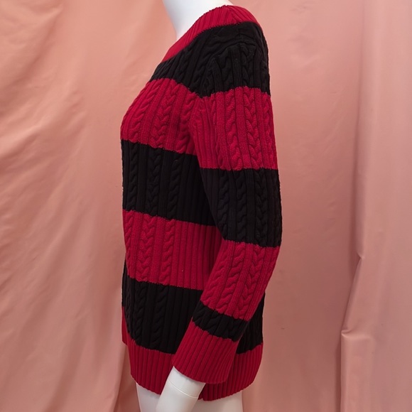 CHAPS Striped Sweater, Black/Red, Size Medium - Picture 2 of 4